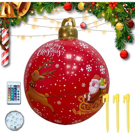 Décoration de Noël géante gonflable télécommandée pour patios, décoration sphérique extérieure avec lumières et 16 couleurs (1/5)