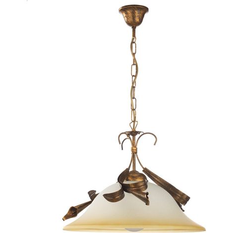 lampadario a sospensione "lucrezia" in metallo e vetro color bronzo, e27 (1/5)