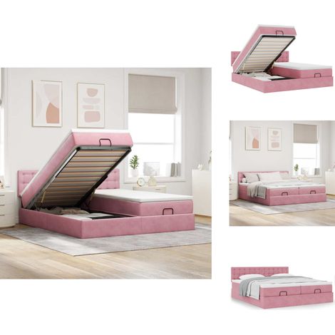 Cadre de lit ottoman avec matelas rose 200x200 cm velours - Cadre De Lit Ottoman - Cadres De Lit Ottoman - Cadre De Lit - Cadre De Lit Avec Rangement (1/5)