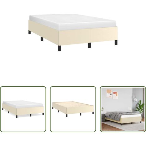 Kunstlederbett - Bettgestell ohne Matratze Creme 120x190 cm Kunstleder (1/5)