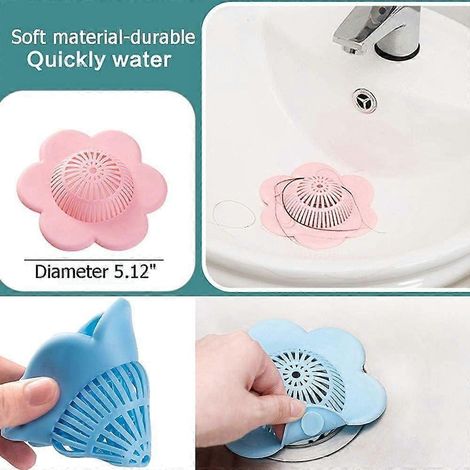 Obturateurs de bonde en silicone pour cheveux, lot de 4, pour salle de bain et cuisine, compatibles avec les bondes de douche standard (1/4)