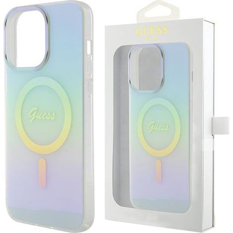 Guess GUHMP15LHITSQ iPhone 15 Pro 6.1 türkis/türkisfarbene Hartschalen-Hülle mit IML-Schimmer und MagSafe-Funktion (1/5)