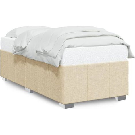 Cadre de lit beige (matelas non inclus), 80x200 cm, tissu. (1/5)