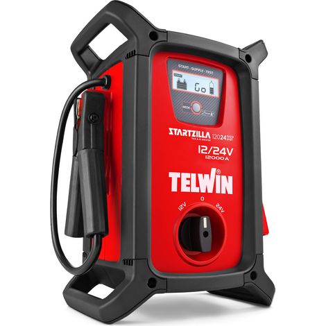 Telwin – Booster de démarrage 12/24V 12000A lithium 40.000mAh – Démarrage à froid – Protection contre courts-circuits – Résistant à l'eau IP43 (1/2)
