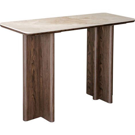 Console contemporaine effet marbre et bois brun - brun et beige effet marbre (1/5)