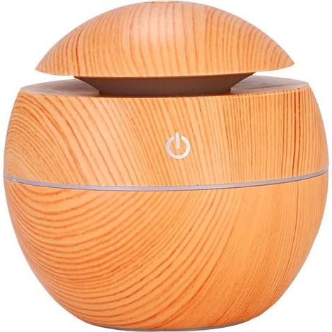 Difusor de aromaterapia de grano de madera, difusor de aceites esenciales de 130 ml, humidificador ultrasónico portátil para spa, sala de yoga u oficina (grano de madera claro). (1/5)