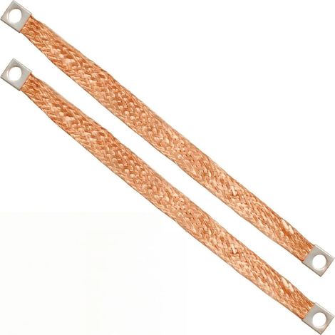 2 Pièces Sangle de Mise à la Terre en Laiton - Tresse de Terre Antistatique pour Batterie Auto - avec Trous de Fixation - Câble de Masse en Cuivre pour Voiture, Camion, Véhicule (1/5)