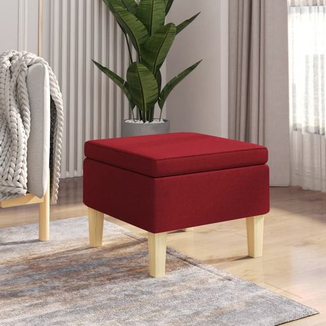 Taburete con patas de madera tapizado tela rojo tinto vidaXL (1/5)