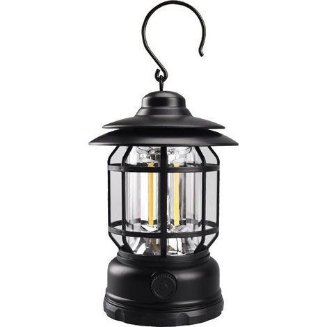 CCYKXA Vintage LED Camping Lantern 1000LM Solar Powered USB Rechargeable COB Portable Water Resistant Emergency Flashlight with Hanging Hook for Outdoor Tent [Energy Class B]