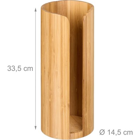 Portarrollos de papel higiénico redondo práctico para baño almacenamiento de 3 rollos de bambú natural 130015113 (1/2)