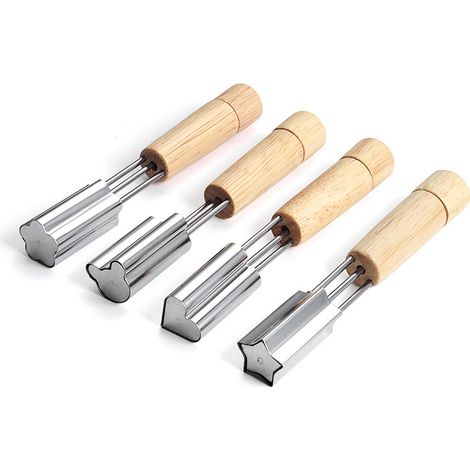Utensili per la cottura in 4 pezzi in acciaio inox per cupcake, a forma di cuore, a forma di stella, a forma di fiore, utensili per il ripieno di cupcake, accessori per la decorazione di cupcake, leva (1/4)