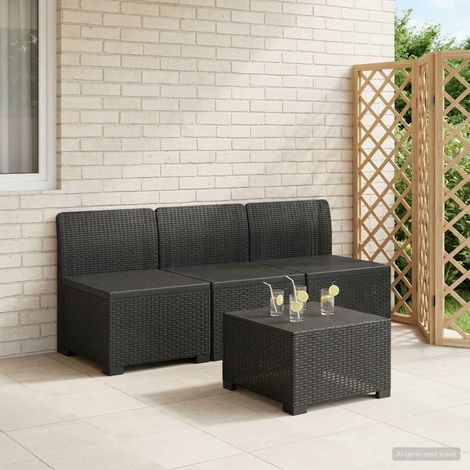 Canapé de Jardin Modulable 3 Places en Polypropylène Aspect Rotin Coloris Anthracite - PANGIVO (1/5)