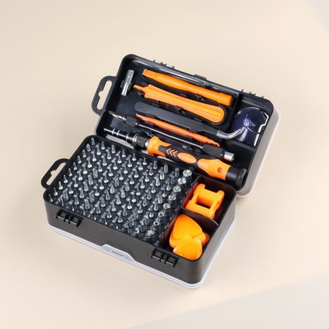 Kit de destornilladores 115 en 1, destornillador magnético de precisión, multiherramienta aislada, kit de herramientas para reparación de teléfonos móviles (naranja) (1/5)