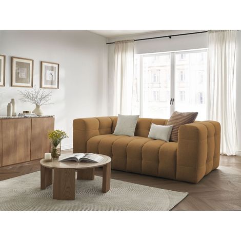 BOBOCHIC - Canapé droit convertible 3 places CLOUD tissu lisse Jaune (1/5)