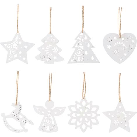 15 décorations de Noël suspendues en bois, pendentif pour sapin de Noël-M-White