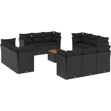 Maison Exclusive - 13-tlg. Garten-Sofagarnitur mit Kissen Schwarz
