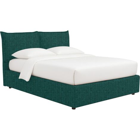 Cama Individual Chatteris, Con Funda, Hecho en Italia, Verde Petróleo