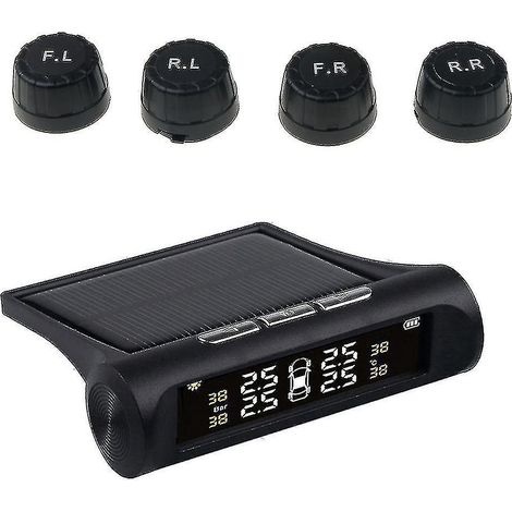 Système de surveillance de la pression des pneus sans fil TPMS avec écran LCD numérique HD, outil d'alarme automobile, 4 capteurs externes et angle d'affichage réglable. (1/5)