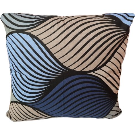Federa in cotone 40x40 cm, grigio, blu, beige, con trecce (1/2)