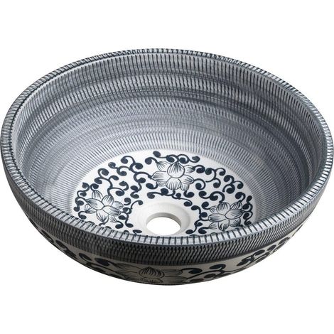 Sapho Priori - Lavabo pour plan de travail, diamètre 41 cm, sans trop-plein, bleu PI036 (1/5)