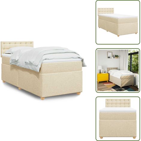 Materasso con molle - vidaXL Giroletto a Molle con Materasso Crema 80x200 cm inTessuto - Letto con testiera