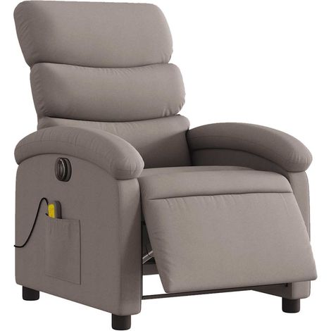 Sillón reclinable de masaje eléctrico tela gris taupe vidaXL (1/5)