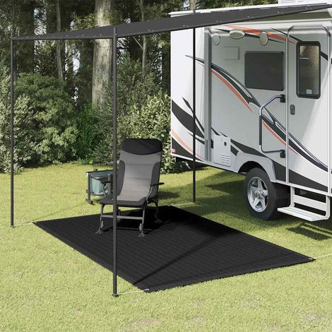 Tapis de tente extérieur respirant en PEHD noir 200 x 300 cm avec œillets - PANGIVO (1/5)