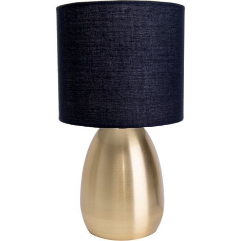 Lampe à poser en métal et tissu noir et doré 33 cm pour salon bureau et entrée E14 - PANGIVO (1/5)