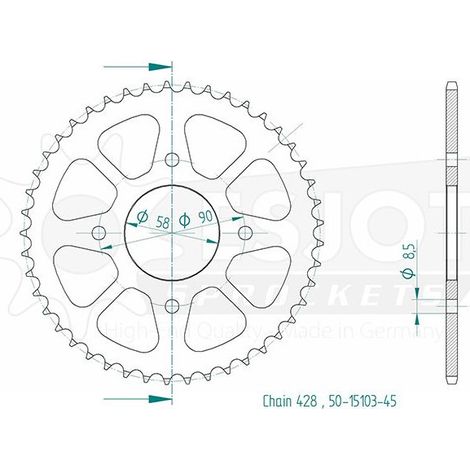 Couronne Esjot - 428 - 45 dents