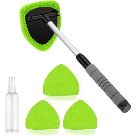 Lot de 3 Outils de Nettoyage pour vitres de Voiture, Chiffons de Nettoyage réutilisables pour intérieur de Voiture, brosses à Laver Les Voitures pour Les saletés (Vert) (1/5)
