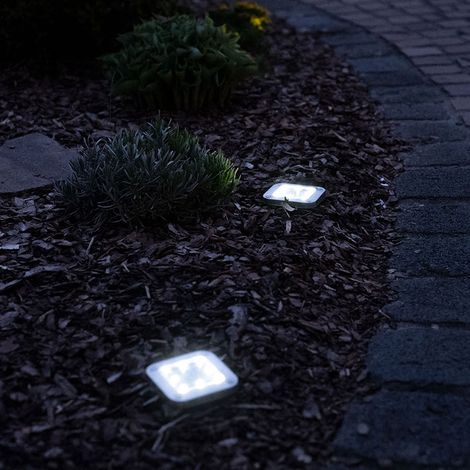 Lampada solare decorazione del giardino lampade solari per esterni lampada da sentiero lampada da terra luci da giardino con picchetto, plastica acciaio inossidabile, LED bianco freddo, LxPxA 10x10x13