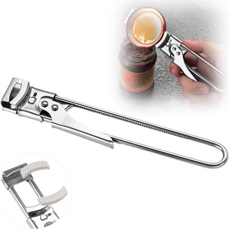 Ouvre-boîte en acier inoxydable antidérapant pour tous types de canettes et bouteilles - Ouvre-boîte à vis (1/5)
