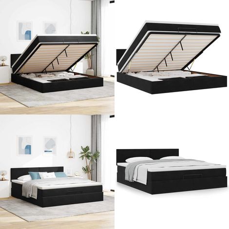 vidaXL Ottoman-Bett mit Matratze Schwarz 160x200 cm Samt (1/5)