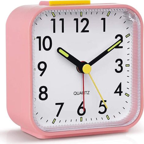 Réveil analogique silencieux sans tic-tac pour table de chevet, horloge de bureau lumineuse à aiguilles phosphorescentes, simple et moderne, veilleuse intégrée. (1/5)