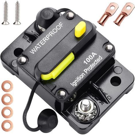 12V-48V DC Kfz-Sicherungsautomat mit manueller Rückstellung, schaltbarer Batteriestrom-Sicherungsautomat, Rückstell-Sicherungsautomat, wasserdichter Kfz-Sicherungshalter (100A) (1/4)