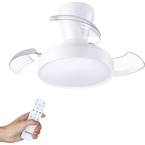 Ventilateur de Plafond rétractableset éclairage blanc- Télécommande et silencieux - LED 18W 55cm 3000K - 6500K dimmable - chambre et salon (1/5)