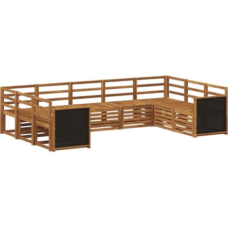 Conjunto de sofás de exterior 7 uds. 9 plaza Natural vidaXL (1/5)