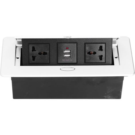 Bodensteckdose, versenkbare Tischsteckdose mit 3 Anschlüssen, Dual-USB-Netzteil, Zubehör, 250 V, 10 A (1/5)
