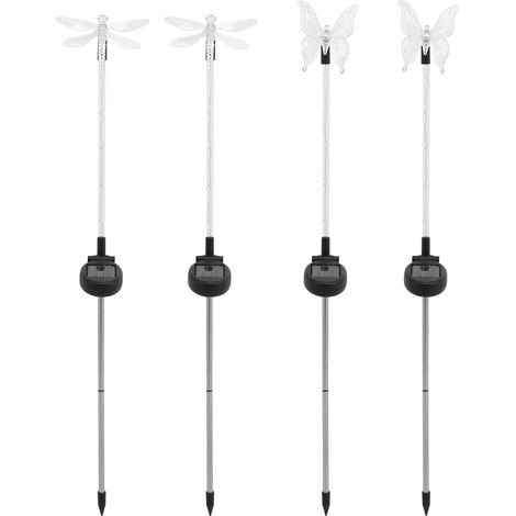 4 lampes solaires à piquet, lumières décoratives LED multicolores changeantes pour jardin extérieur, cour, pelouse (1/5)