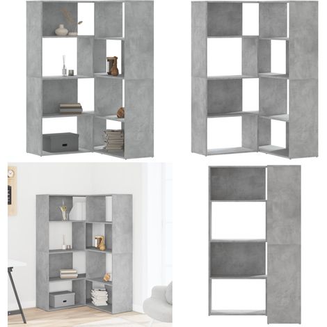 vidaXL Eck-Bücherregal 4 Böden Betongrau 85x85x140 cm Holzwerkstoff (1/5)