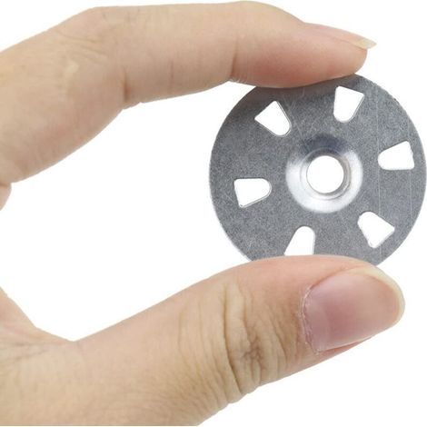 Lot de 100 Rondelles d’Isolation en Fer Galvanisé, Diamètre 35 mm, pour Fixation de Plaques de Plâtre et Isolation Thermique (1/5)