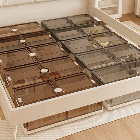 Boîtes de rangement pliables à roulettes sous le lit, organisateur de vêtements en plastique avec roulettes pour chambre ou dortoir, format moyen (1/5)