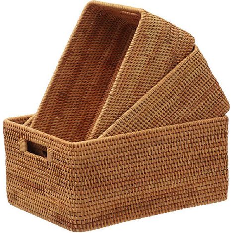 Panier de rangement en rotin tressé pour table basse, organisateur de bureau utilitaire. (1/5)