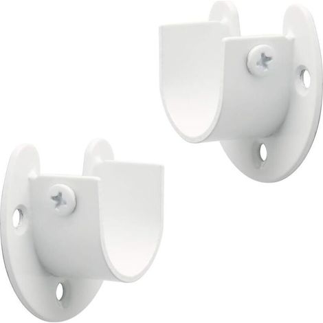 Support Tringle Penderie Fixation Tringle Rideau, Support Tringle Rideaux en Forme de U, Supports pour Tringles à Rideaux Porte Tringle Rideau, Blanc en Acier Inoxydable, 25 mm