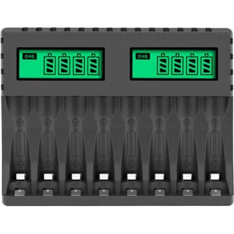8 Slots Chargeur Piles Rechargeable Charge Rapide pour AA AAA Rechargeable avec Port USB (1/4)