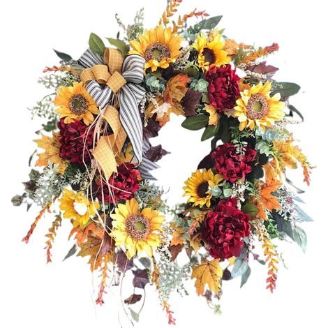 Dekorativer Kunstblumenkranz – Hängender Kranz 40 cm – Für Innen- oder überdachte Außeneingangstüren – 1 Stück (1/4)