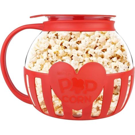 Machine À Pop-Corn En Verre Borosilicate 2,13 L Pour Micro-Ondes Sans Produits Chimiques Cuisson Saine Pour Fêtes Familiales Rouge (1/2)