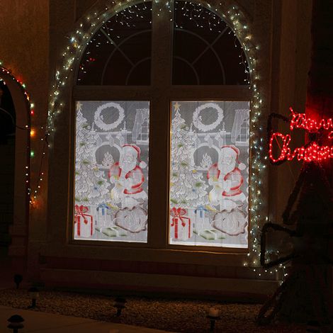 Cortinas De Encaje Navideñas Con Luces Led - Figura De Papa Noel - Semiopacas - Para Sala De Estar Y Dormitorio - 1 Unidad (1/5)