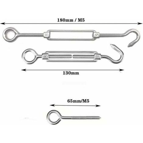 Kit câble en acier inoxydable - - 30 m x 2 mm - Tendeurs M5 - Acier inoxydable 304 - Revêtement PVC (1/3)