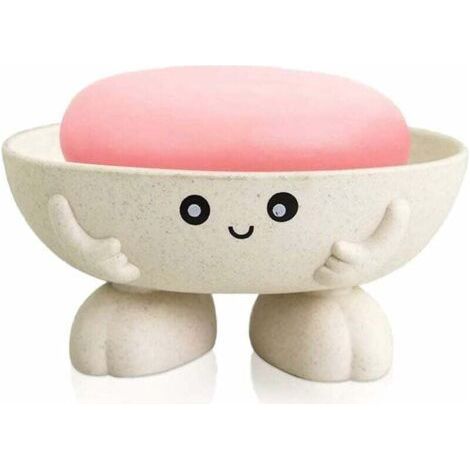 Cute Soap Dish Creative Kids Soap Holder Lovely Bar Soap Tray Countertop for Shower Bathroom Kitchen Countertop (Beige)-Fei Yu (1/4)